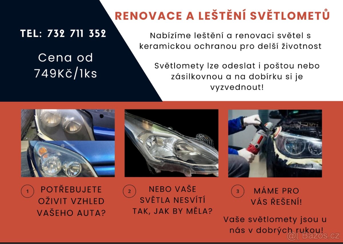 Nabízím leštění a renovaci světlometů