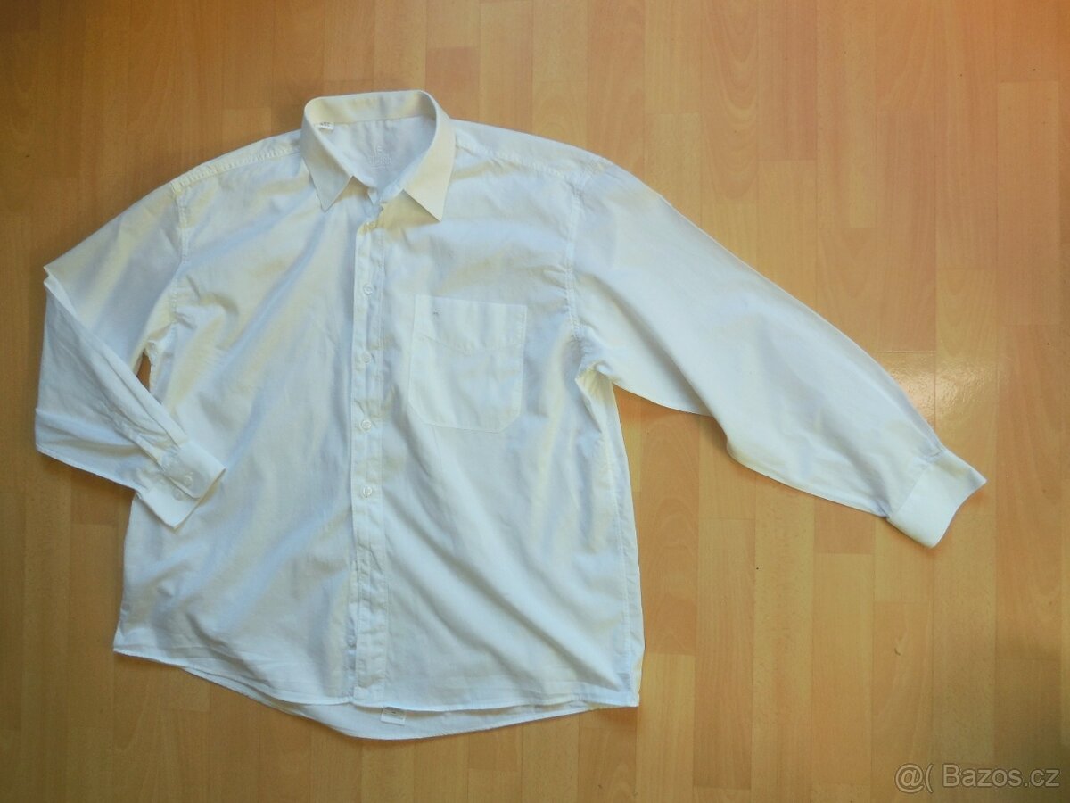 pánská Melka bílá košile plátno, dl.ruk, ba XL-XXL/43