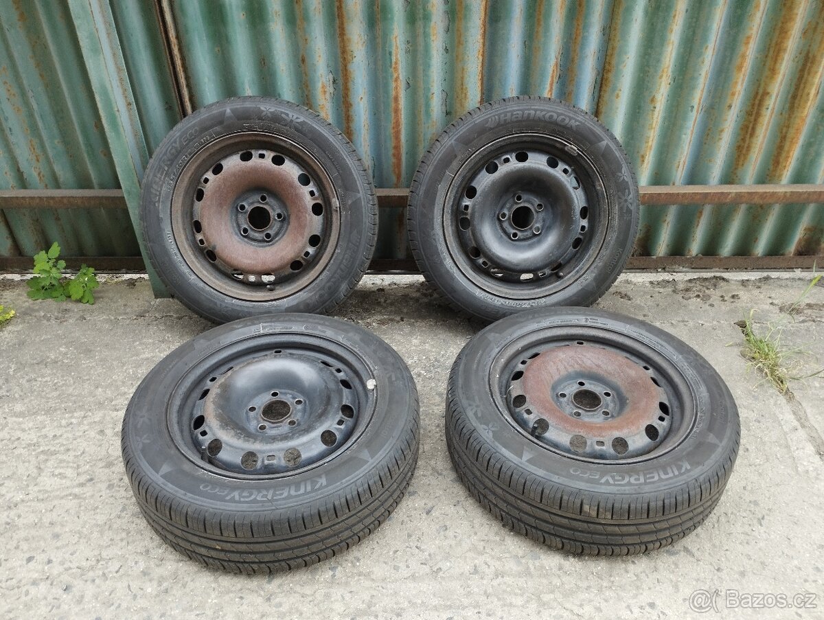 Plechové disky 5x100 6Jx16 ET38 + letní 185/60 R15