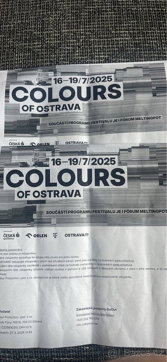 COLOURS OF OSTRAVA 2x celofestivalovy listek