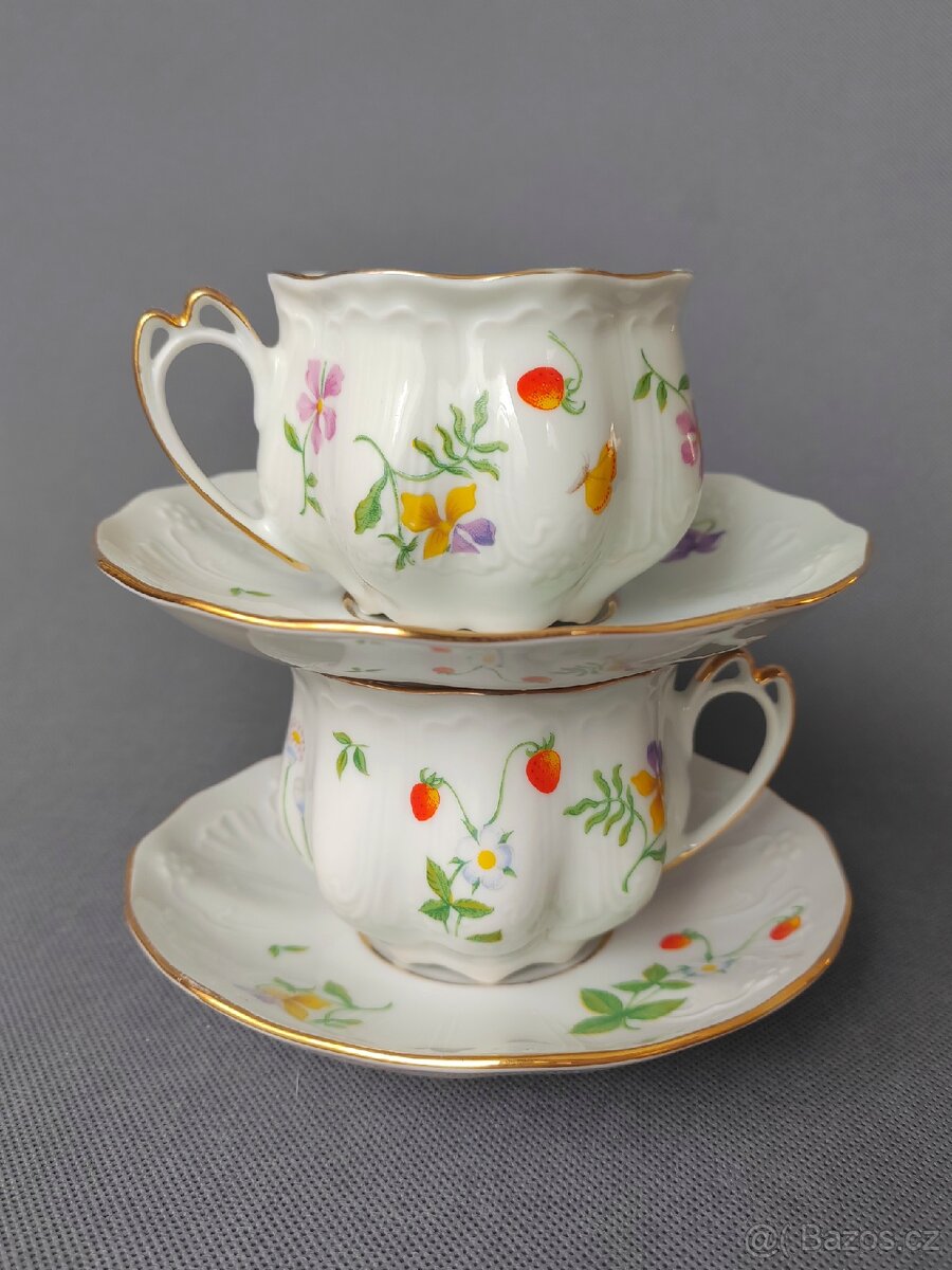 Porcelánová čajová sada šálků s podšálkem Moritz Zdekauer