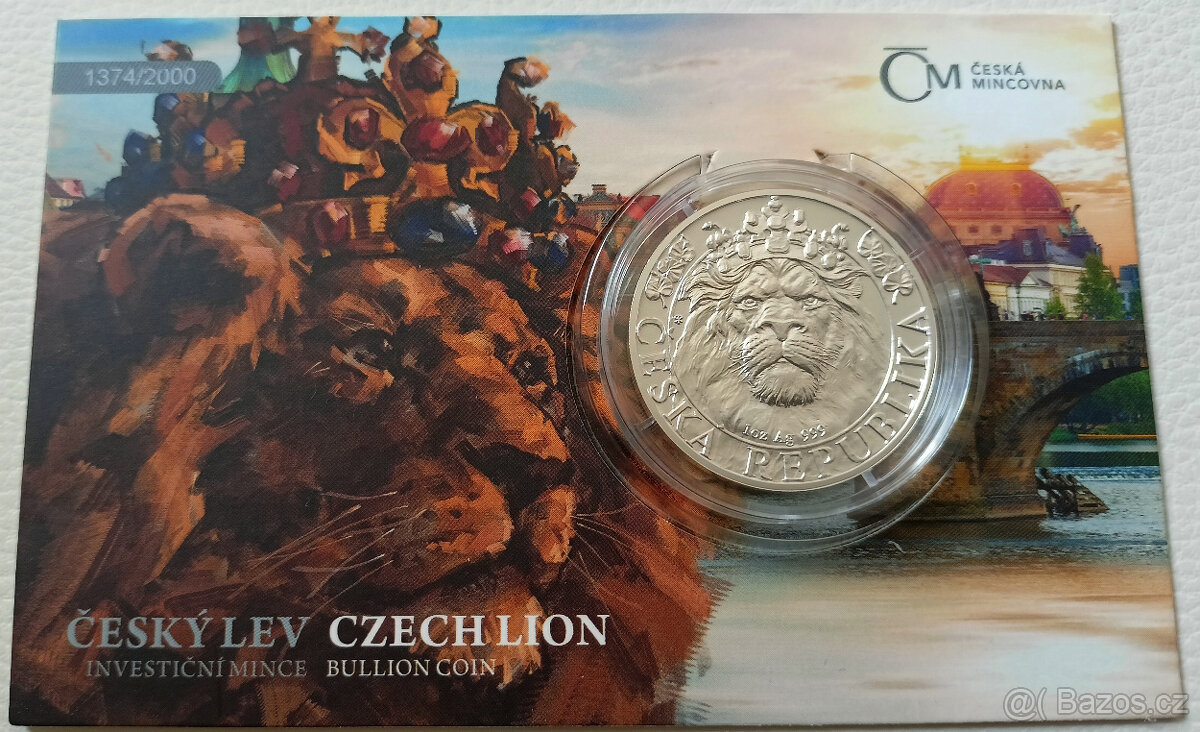 Stříbrná mince Český lev 2022 SBĚRATEL - č. 1374