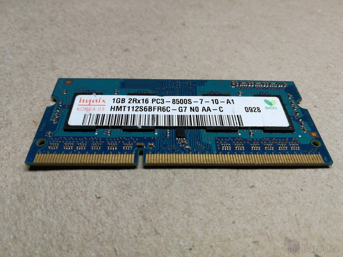 Predám DDR3 Hynix 1066Mhz CL7 1 GB SODIMM