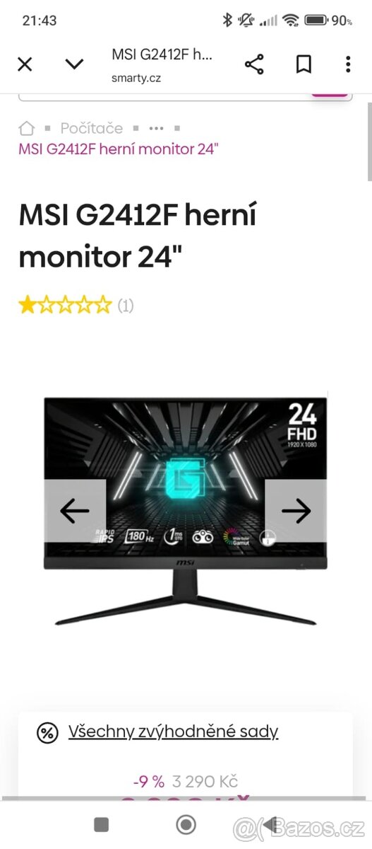 Herní monitor 180 hz MSI