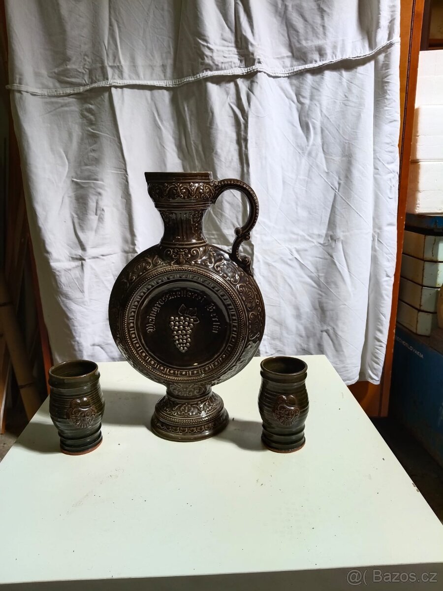 Keramický set na víno – Džbán + 2 poháry
