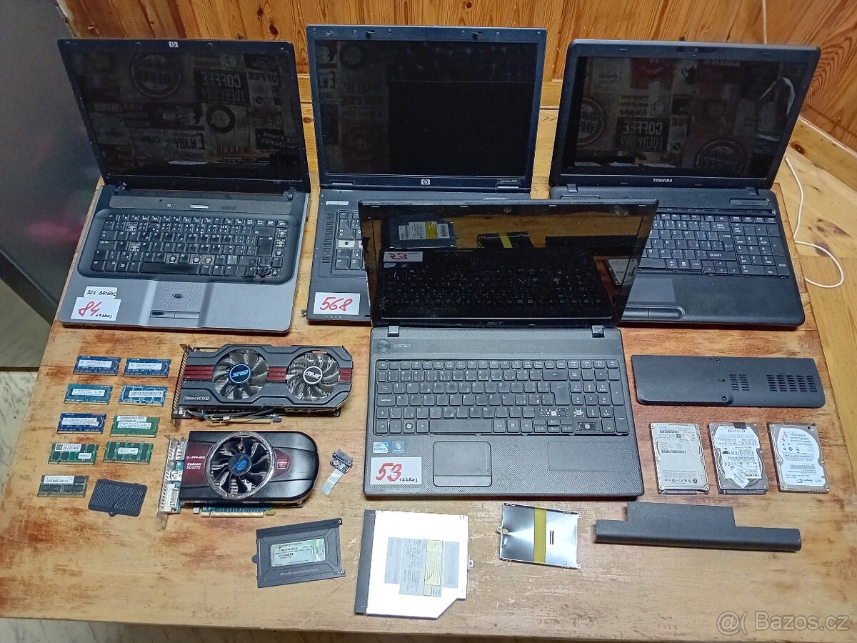 NOTEBOOKY + PC KOMPONENTY(NA NÁHR. DÍLY