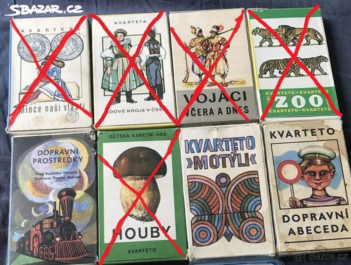 3ks staré retro karty kvarteto 200kč za kus