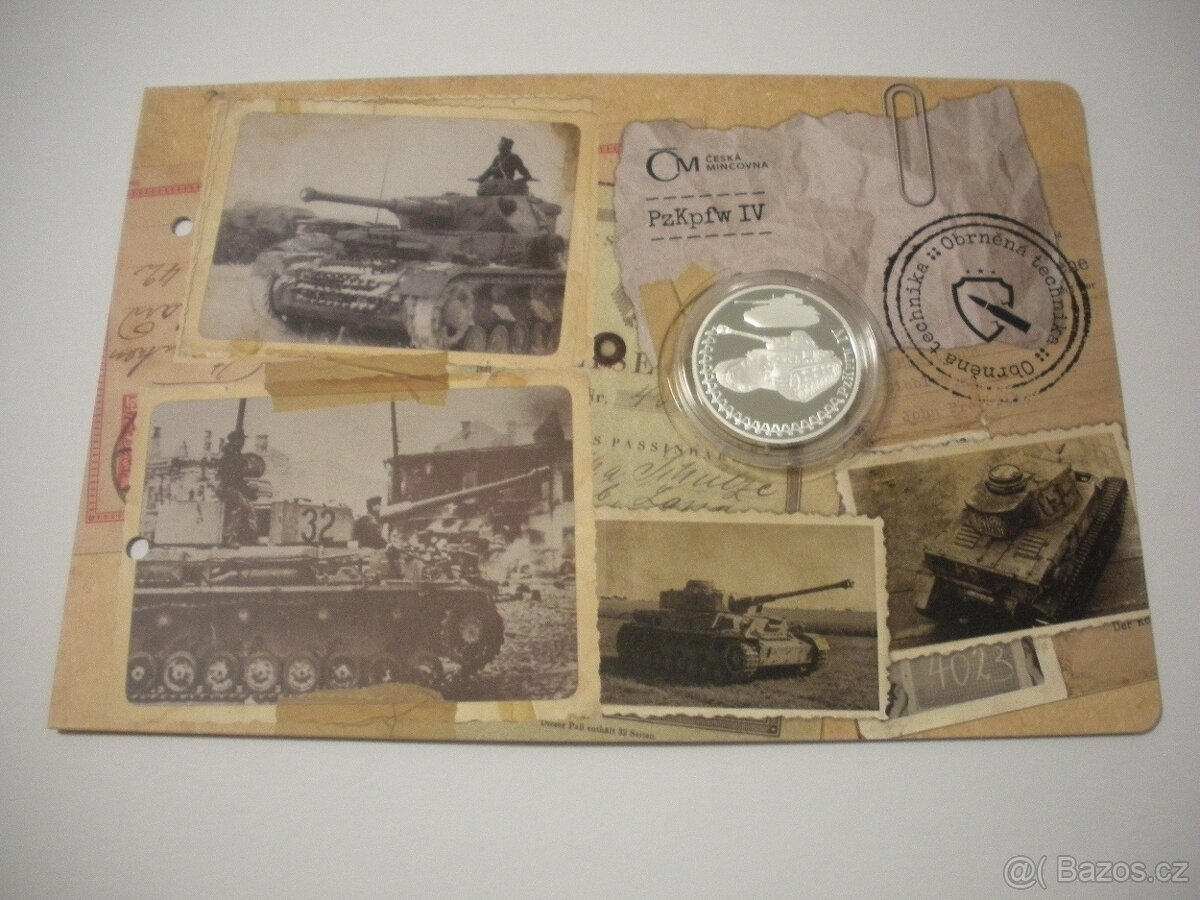 Stříbrná mince Obrněná technika - PzKpfw IV proof
