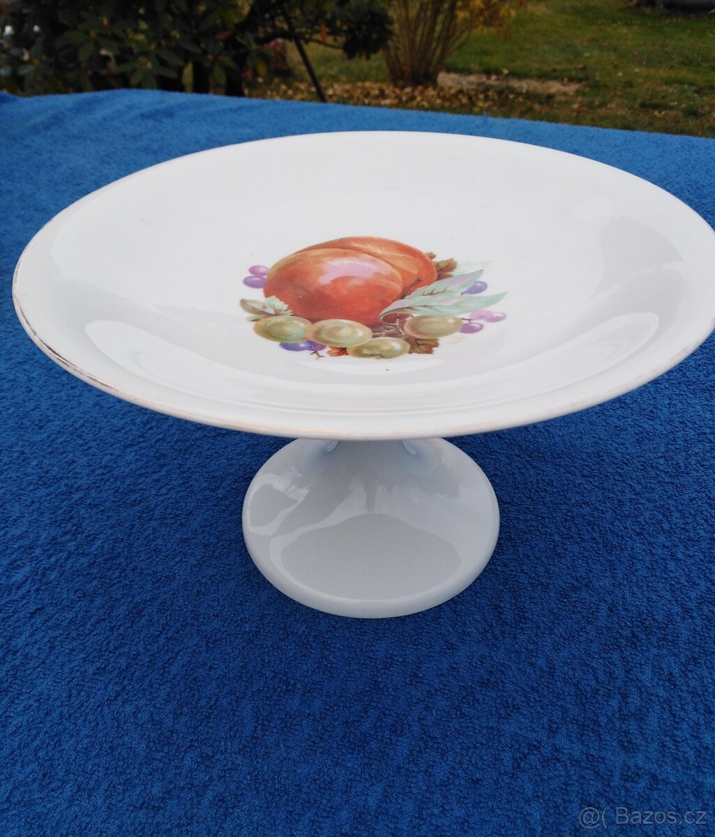 Starožitný porcelánový podnos na nožce