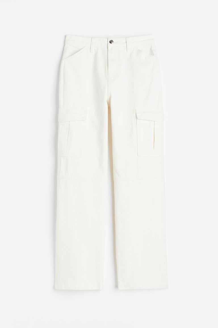 ŠIROKÉ BÍLÉ RIFLE, DŽÍNY, KALHOTY H&M vel.34