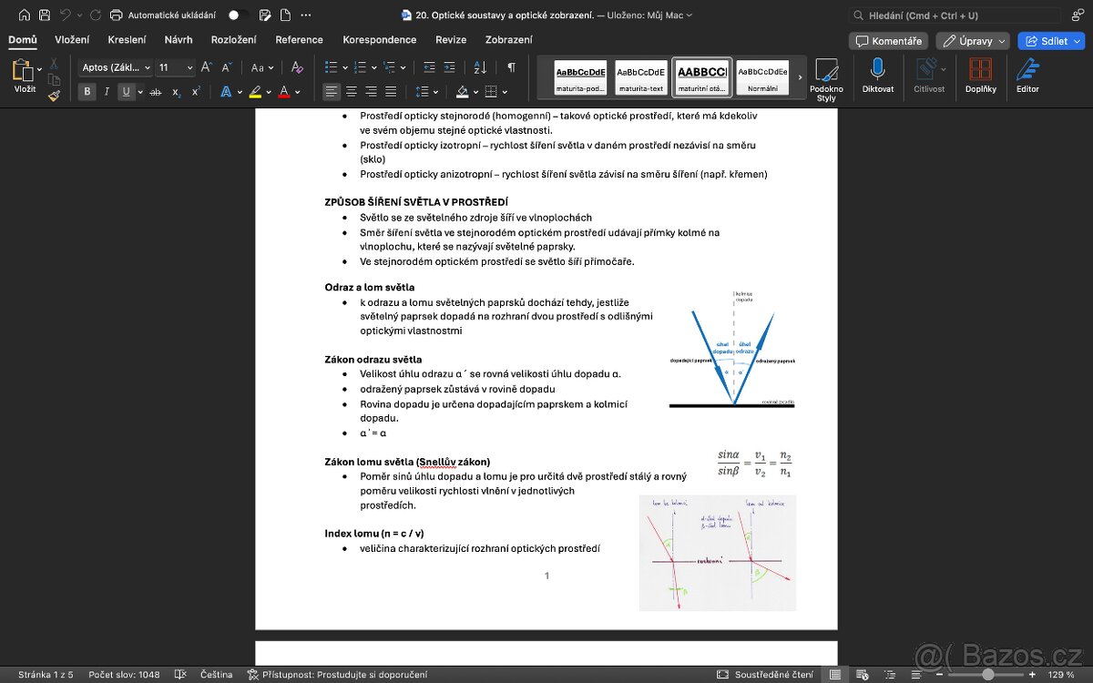 Vypracované maturitní otázky z fyziky