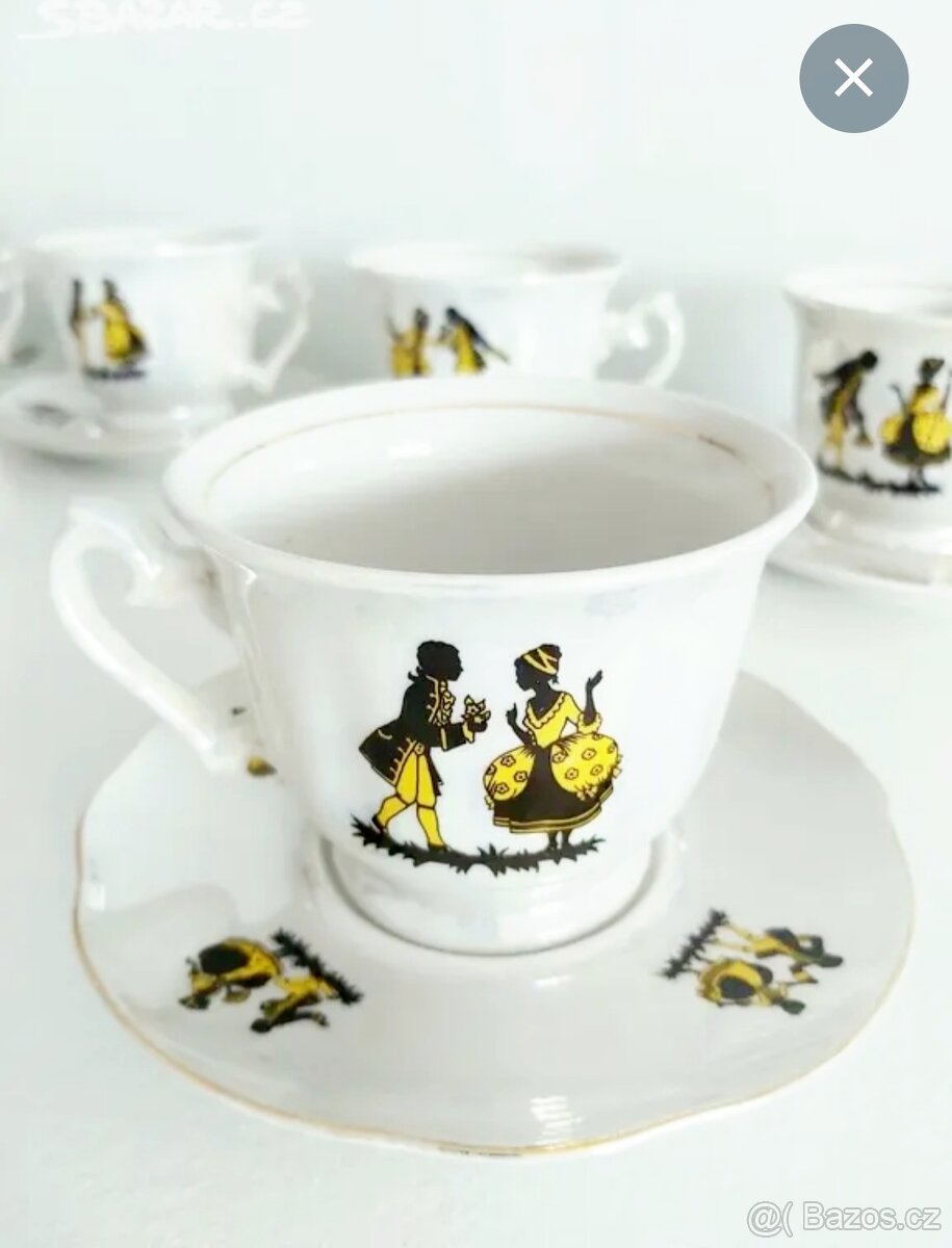 Kávový-čajový servis, kvalitní perleťový porcelán