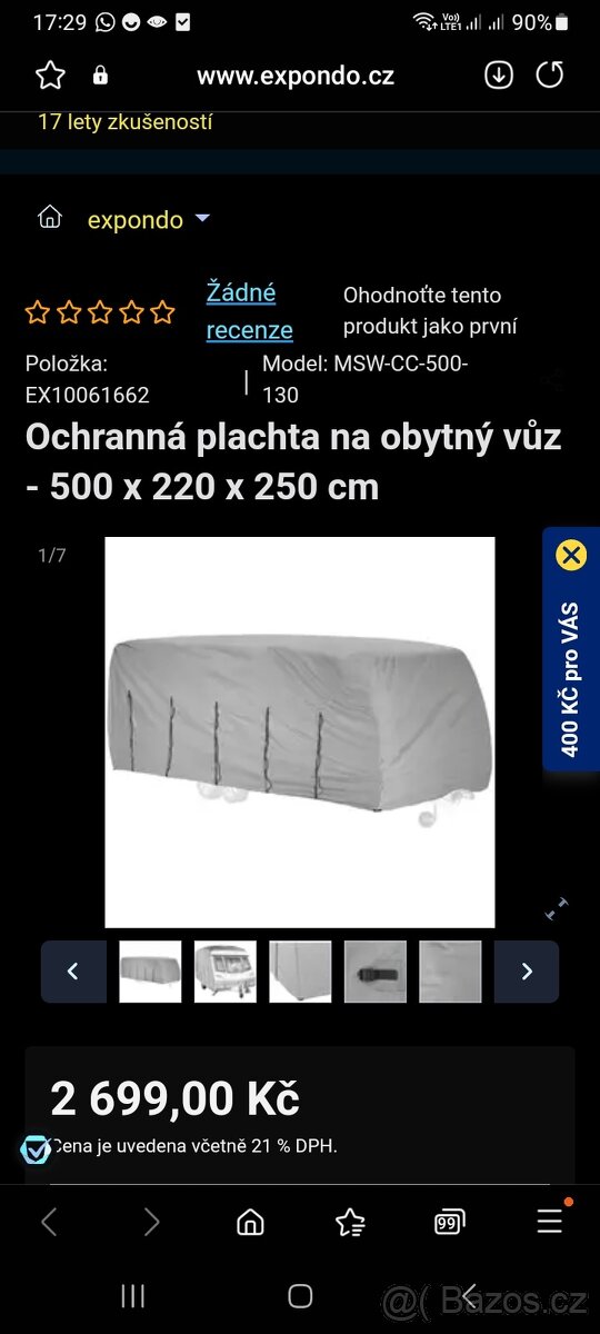 Ochranná plachta na obytný vůz