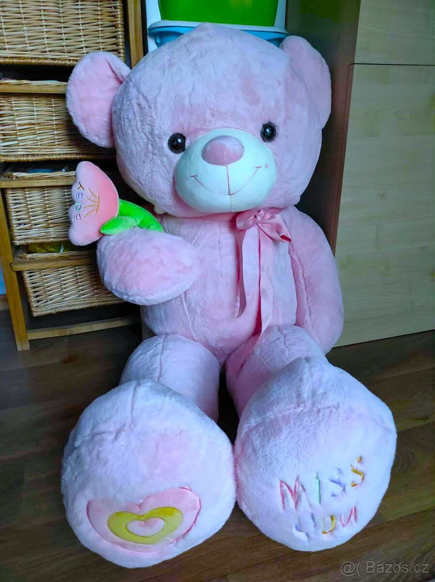Nový obrovský plyšový růžový medvěd 130 cm