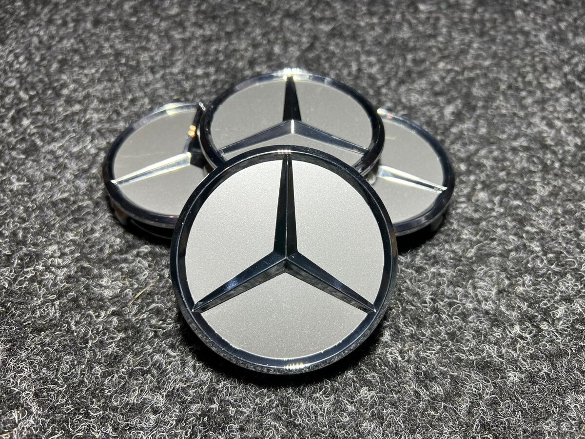 Středové krytky Mercedes Benz 75mm stříbrné