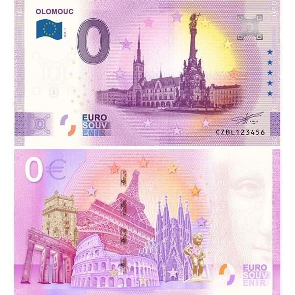 0 Euro Souvenir bankovka Olomouc