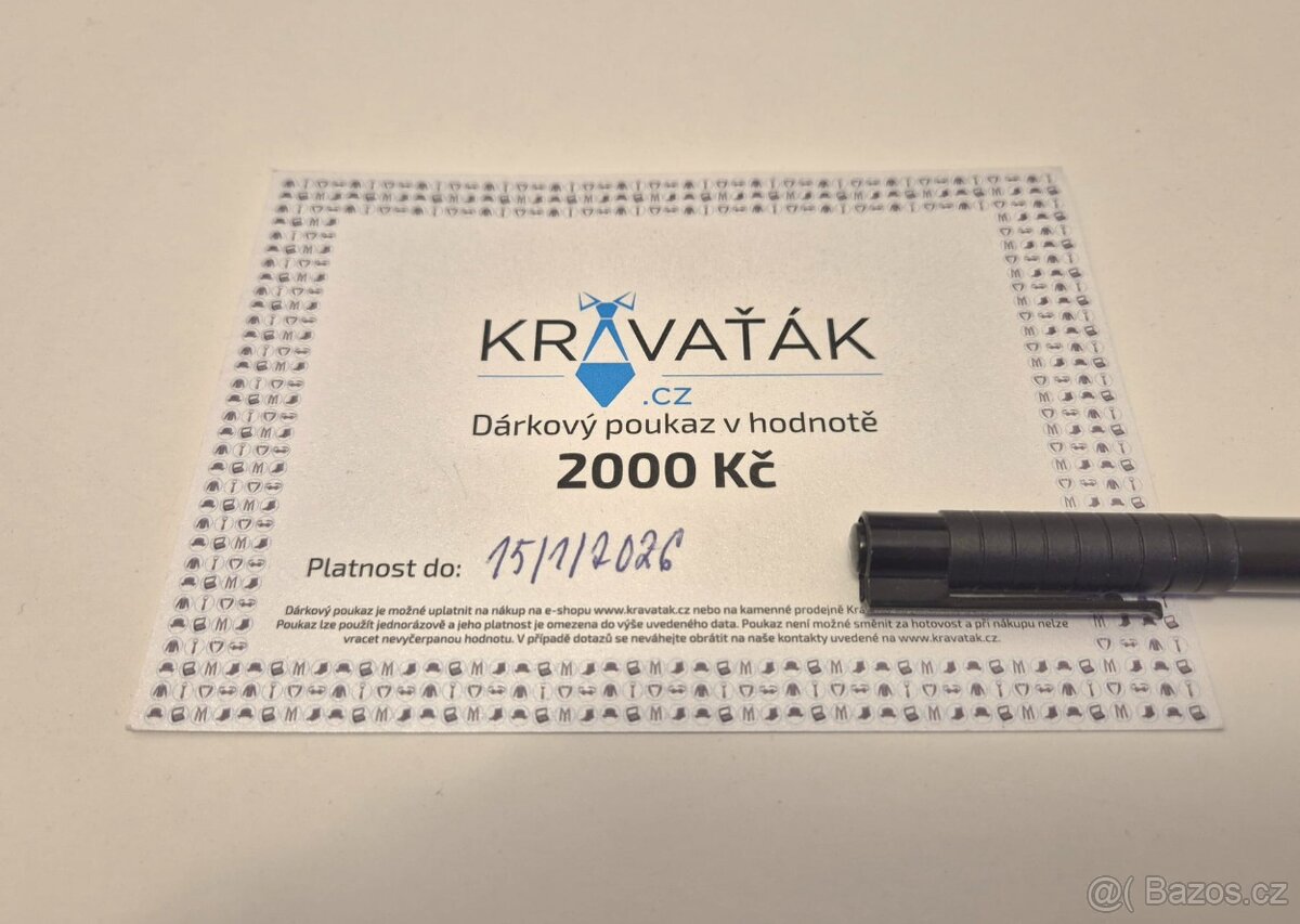 Prodám DÁRKOVÝ POUKAZ/VOUCHER 2.000,- KRAVAŤÁK