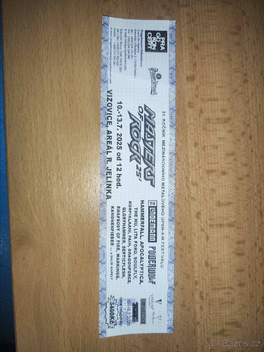 Lístek Masters of rock