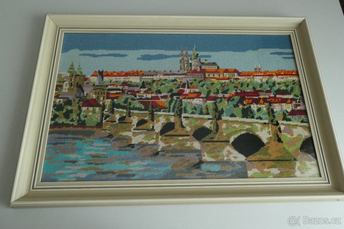 Ručně vyšívaný obraz Hradčany