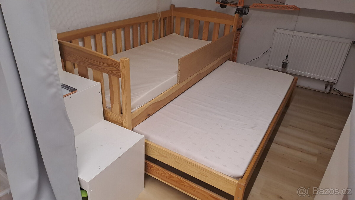 Dětská dvojpostel s matracemi a šuplíky