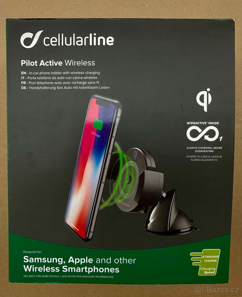 Držák na mobil CellularLine Pilot Active s bezdrátovou nabíj