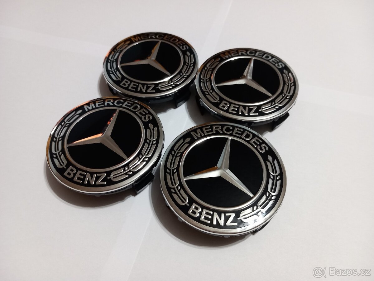 Středové krytky Mercedes 75mm, černé