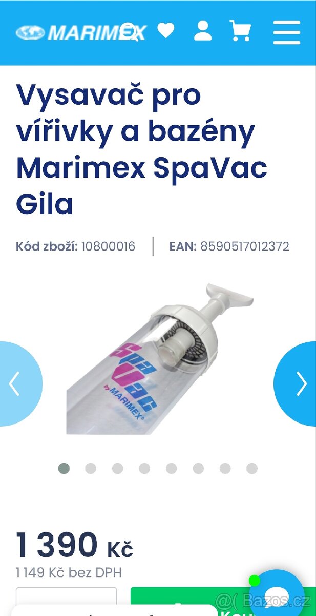 Bazénový vysavač Marimex Spa Vac + 2 ks kartuší.