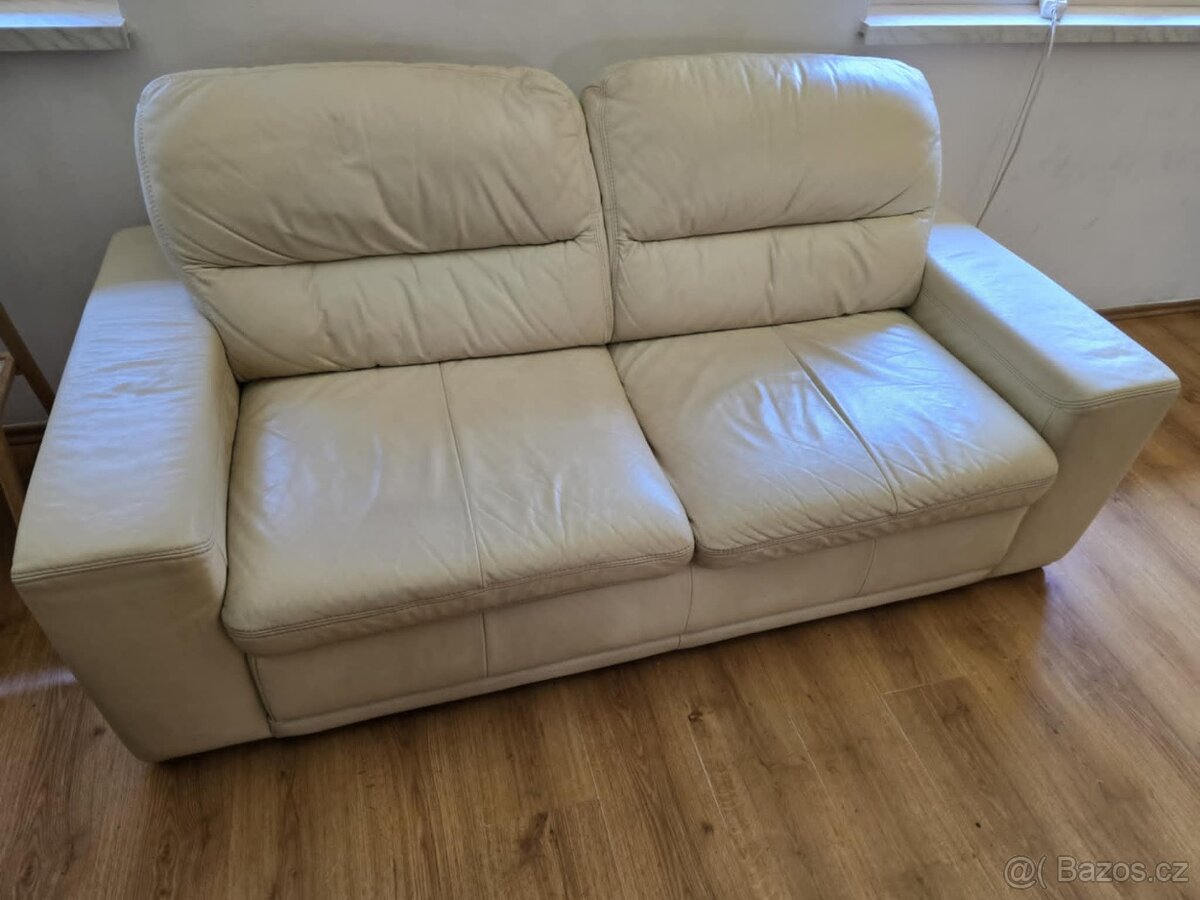 Prodám sedačku z pravé kůže, slonová kost, stačí jen vyčisti