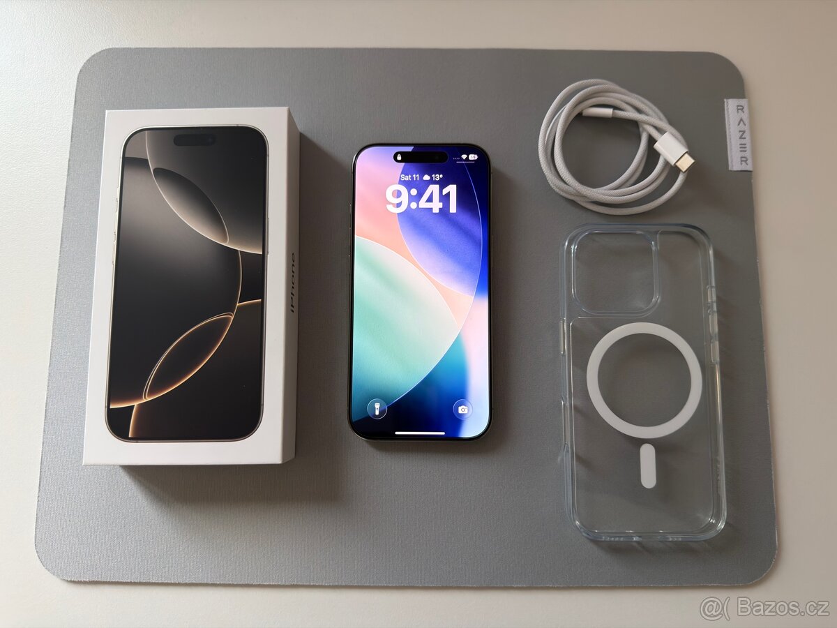 iPhone 16 Pro 128 GB Natural Titanium - záruka, TOP stav