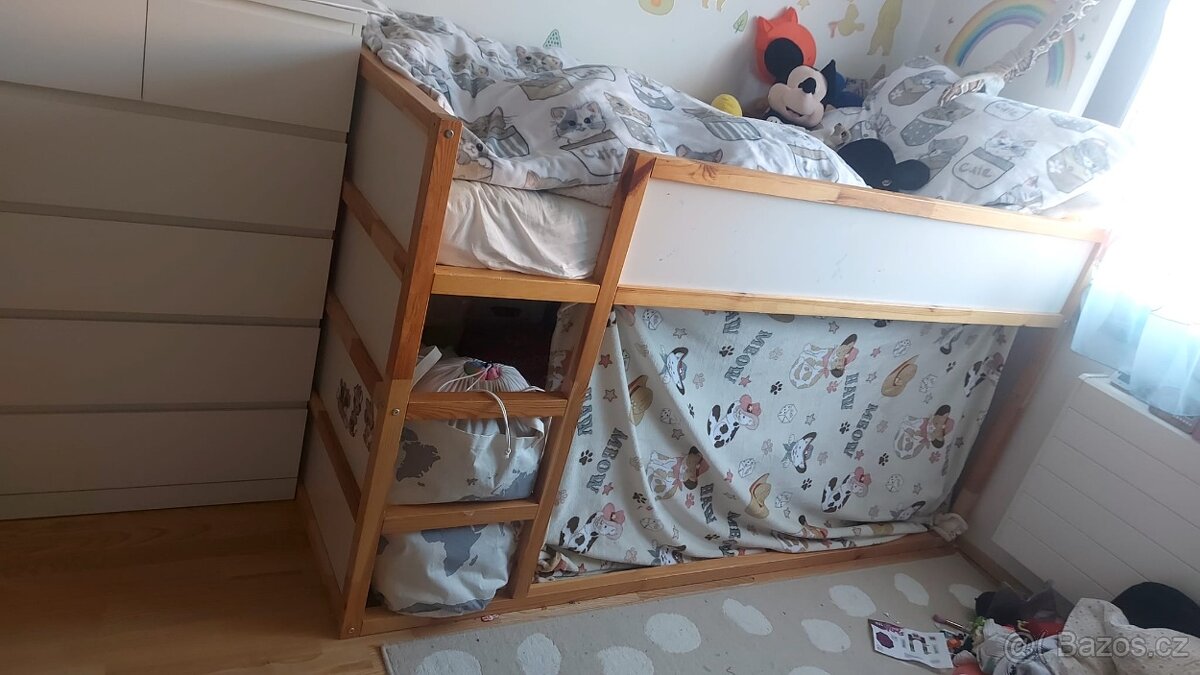 IKEA KURA dětská postel 90x200 cm bílá/borovice