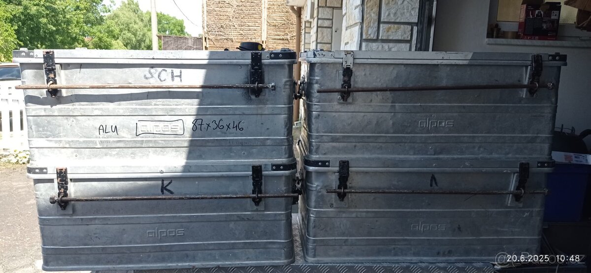 Hliníkové bedny ALPOS – 4 ks, uzamykatelné