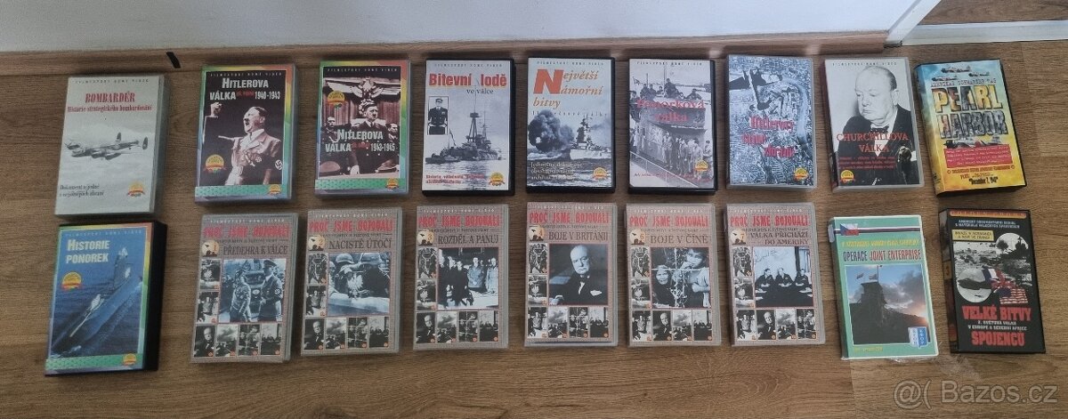 Válečné a další Vhs videokazety. Celkem 32 kusu. Posílám