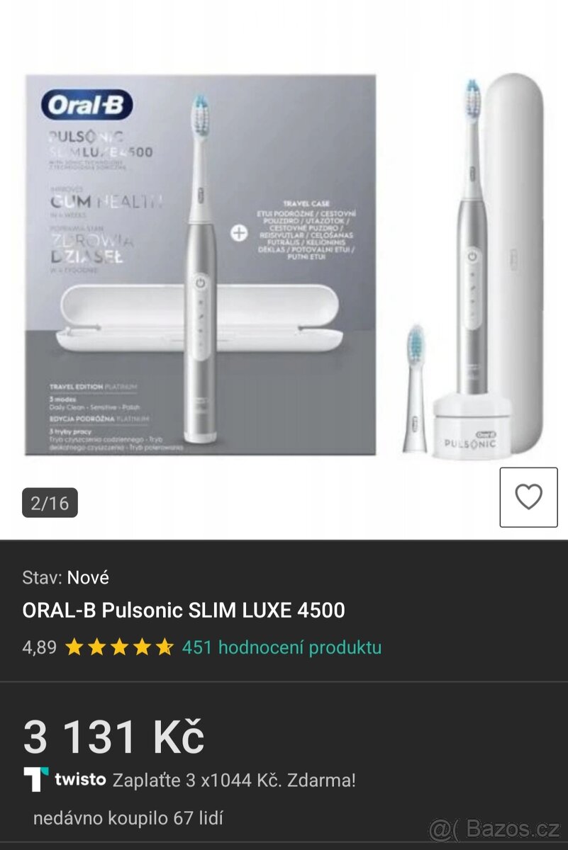 Sonický zubní kartáček