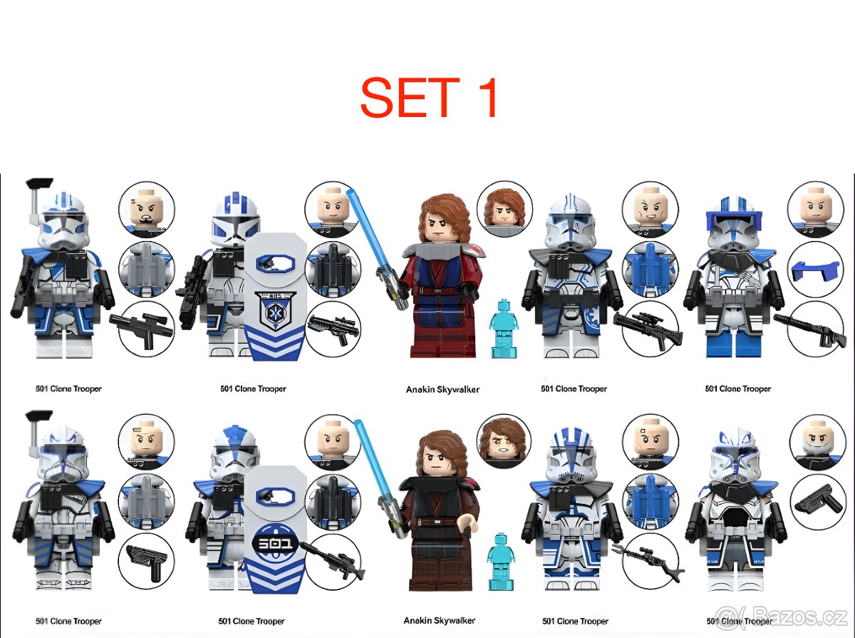 Rôzne figúrky Star Wars 8 (8ks) typ lego - nové