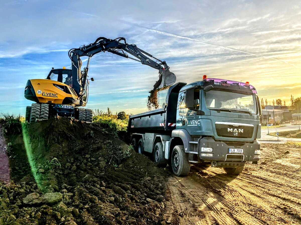 Zemní práce, recyklace, drcení dřeva a biomasy