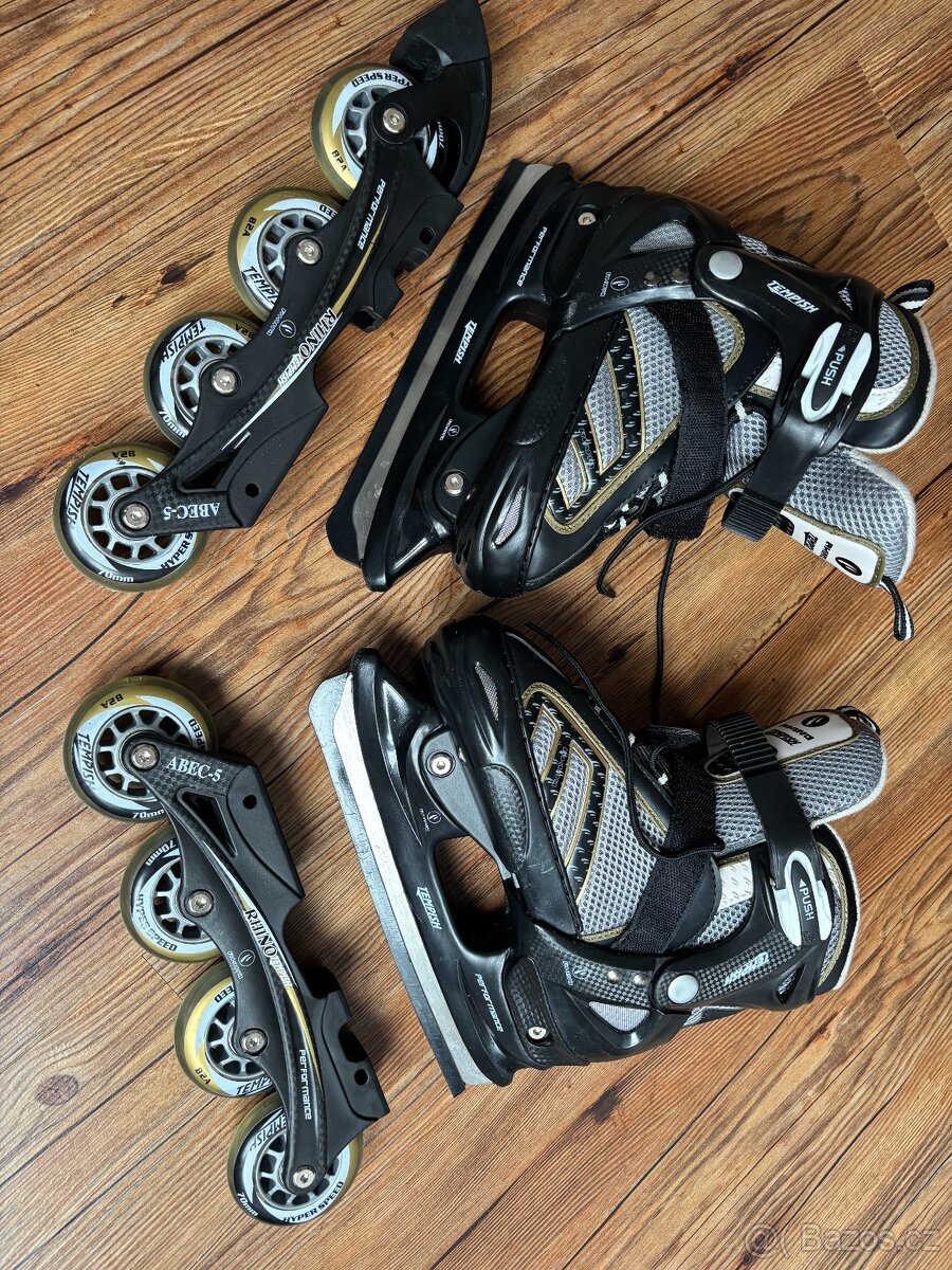 Brusle dětské rostoucí 2 v 1 (led, inline) vel. 34-37