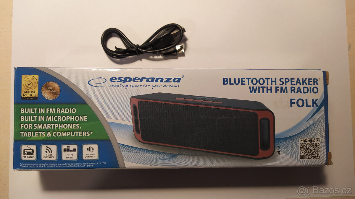 Bluetooth reproduktor s  vestaěnou nabíjecí baterií Folk