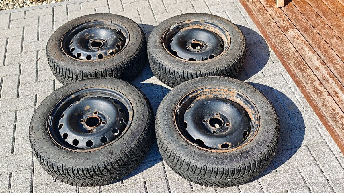 4 ks plechové disky 4x108 se zimními pneu Kumho