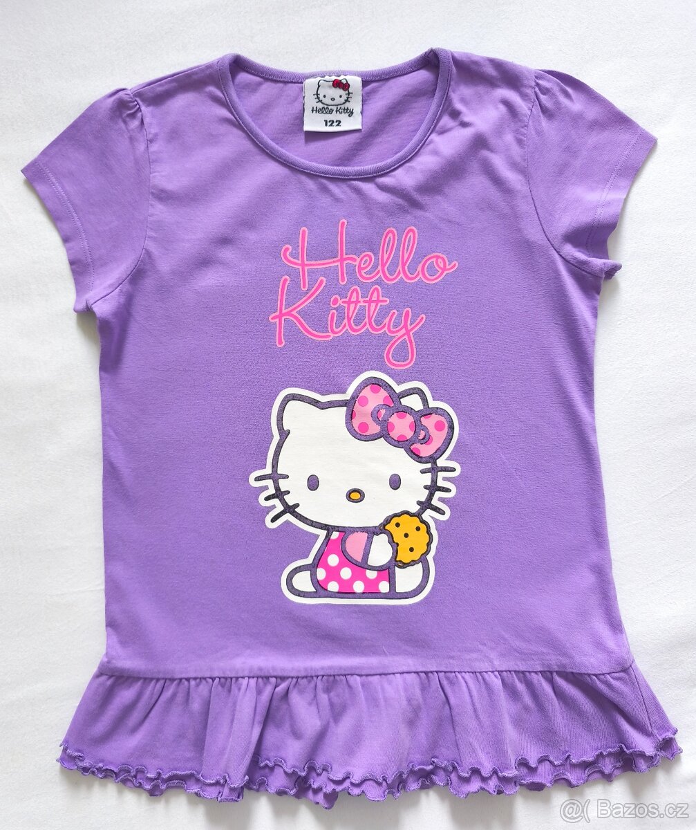Dívčí fialové tričko s potiskem Hello Kitty, vel. 122