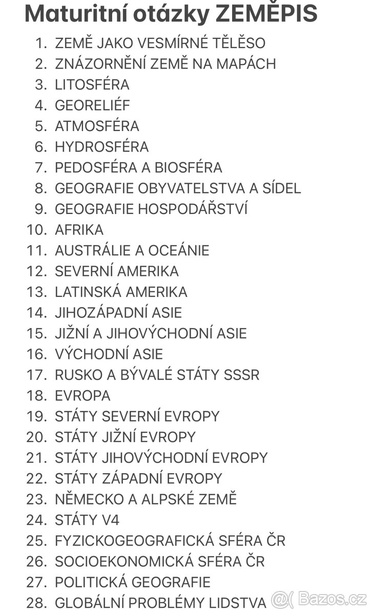 Maturitní otázky ZEMĚPIS