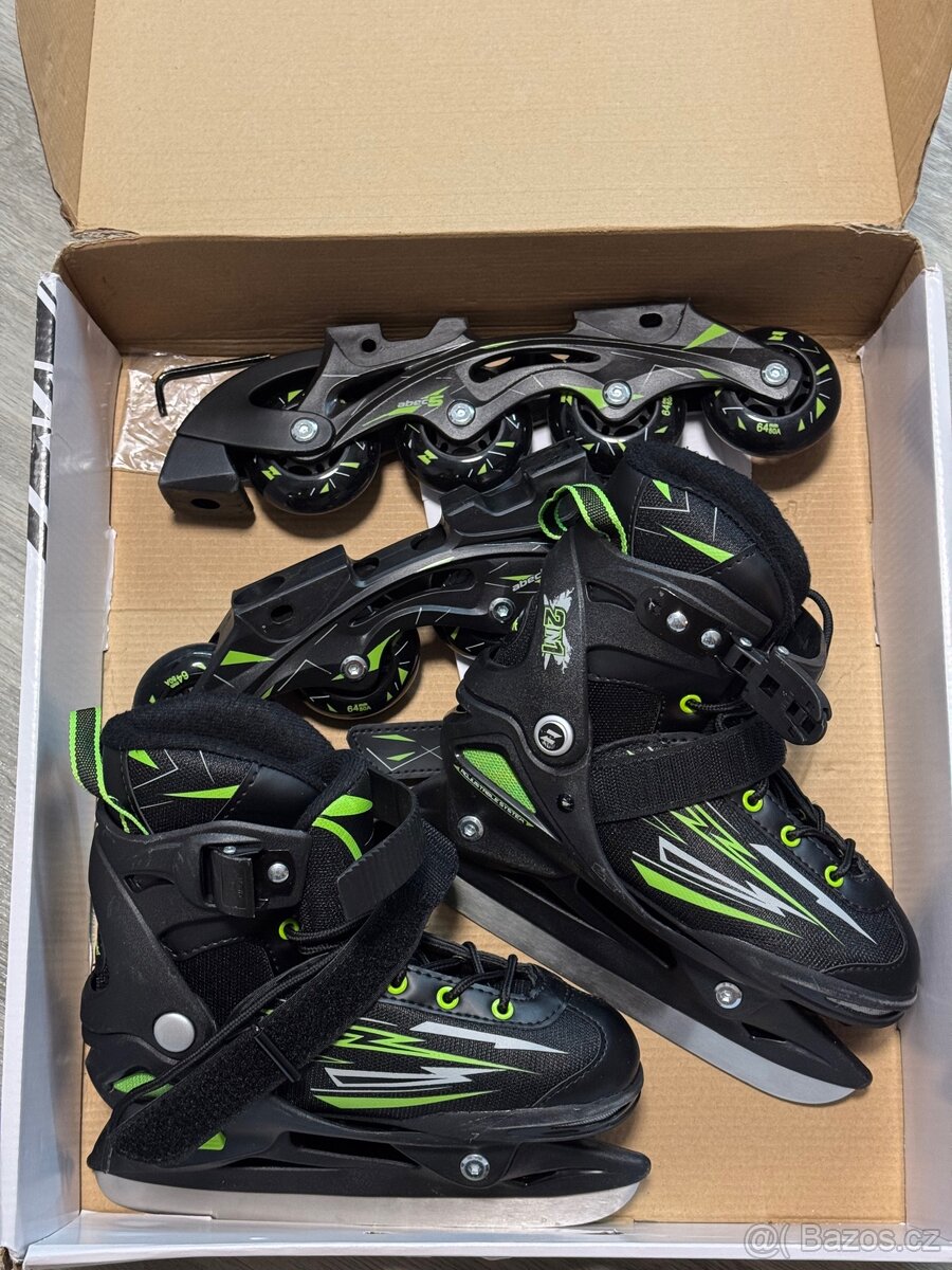Dětské brusle ZEALOT 2v1 (kolečkové + lední), vel. 29–32