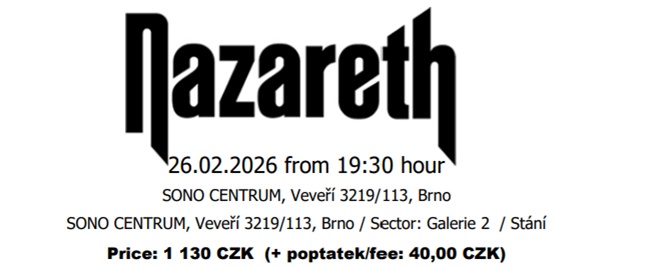 Koncert Nazareth Brno 26.2.2026