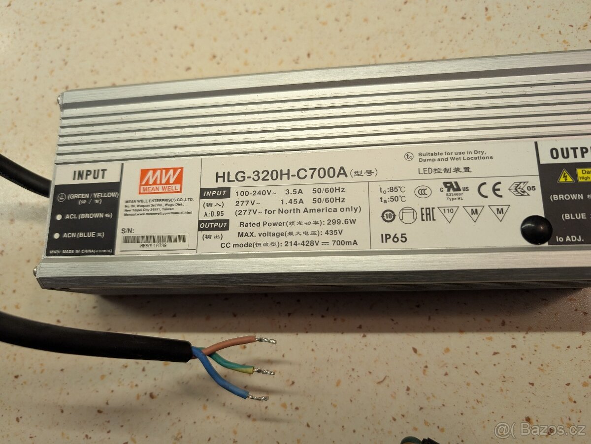 Mean Well HLG-320H-C700A LED driver, napájecí zdroj pro LED