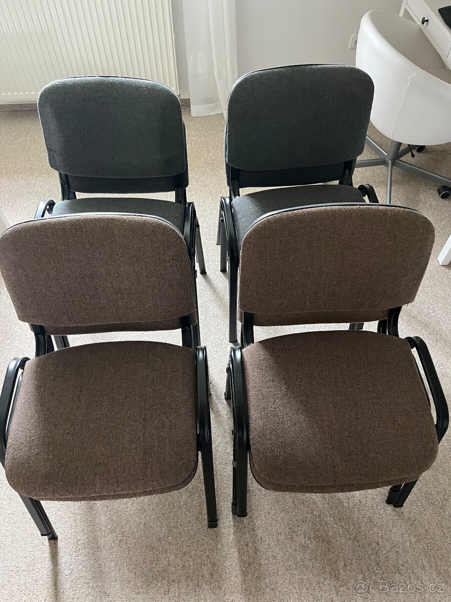Kancelářské židle – 4x hnědé, 4x šedé