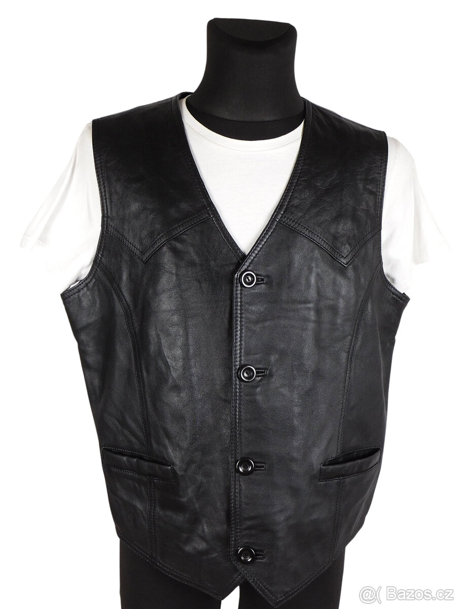 Kožená pánská černá vesta LEATHER SHOW vel. L