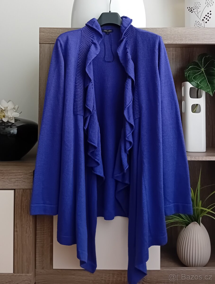 Escada dámský luxusní kardigan vel. L vlna + hedvábí