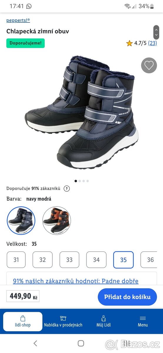 Lidl chlapecké zimní boty 34 vel.