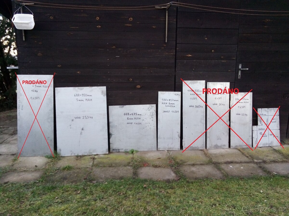 Nerezové INOX plechy 3, 5, 6, 8 mm. Jakost 1.4301