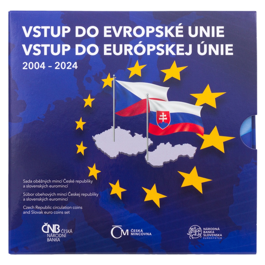 Sada oběžných mincí 2024 Vstup ČR a SR do Evropské unie stan