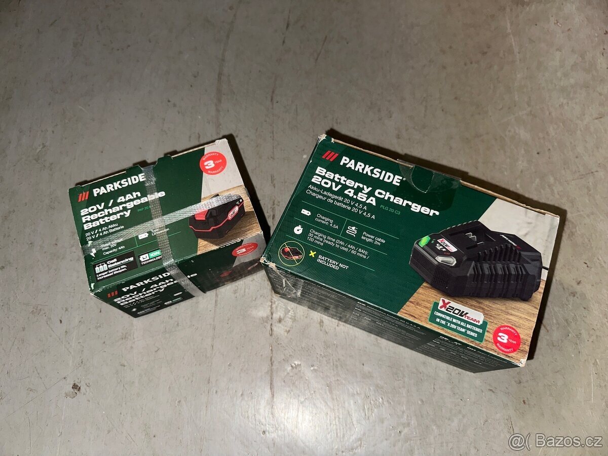Úplně nová parkside baterie 4ah plus nabíječka